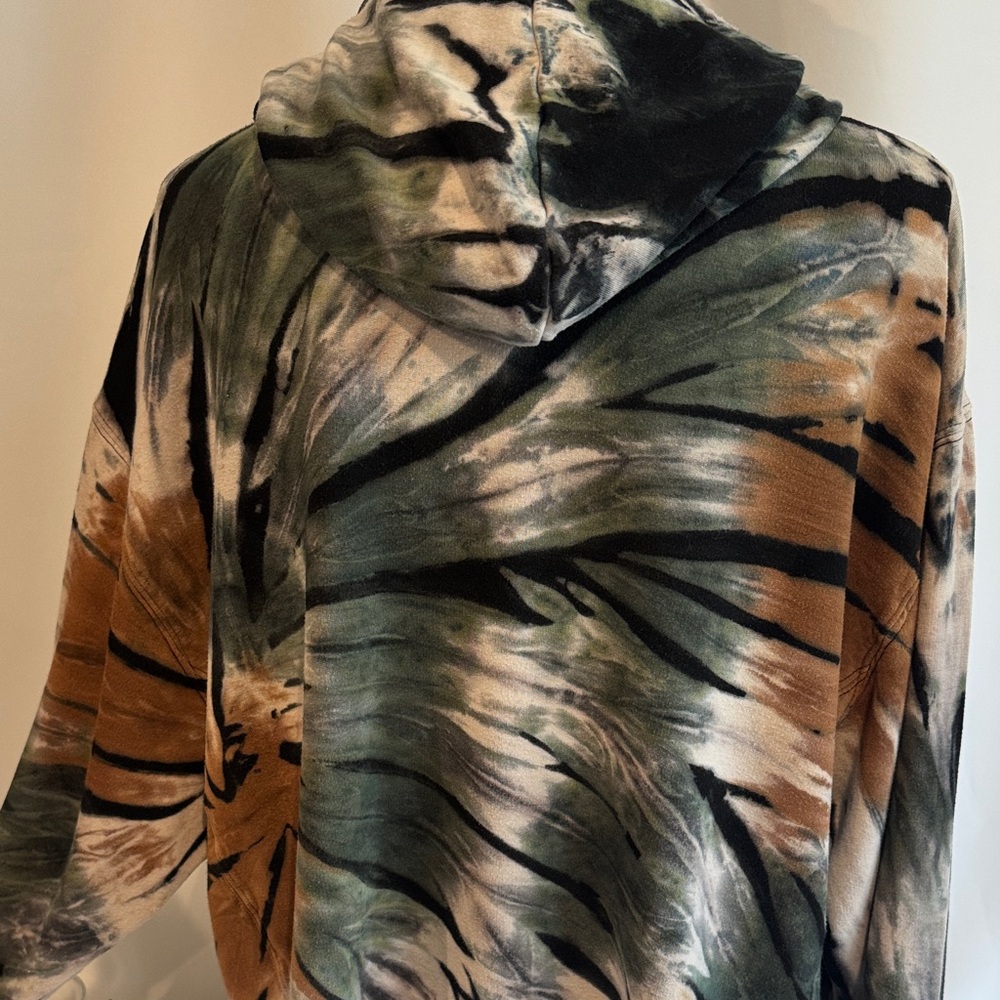 Vintage Havana Tie-Dye Pullover Hoodie in Black,Green,Cream & Rust Brown Size -M - Picture 9 of 16